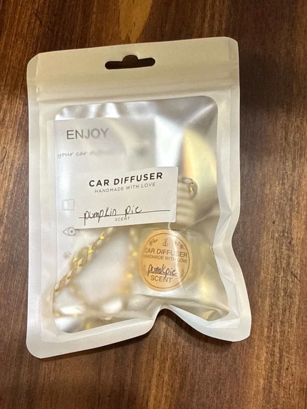 Pumpkin Pie Scent Car Diffuser in Gold by